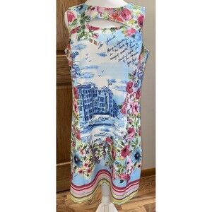 Gabby Skye Venice Floral Print Sleeveless Sheath Dress Sz 12 Art to Wear